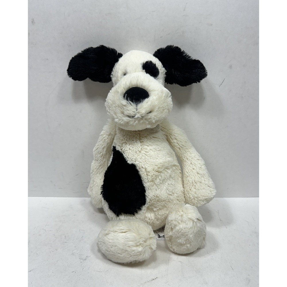 Jellycat Bashful Black & Cream Rufferty Puppy New With Tags Plush